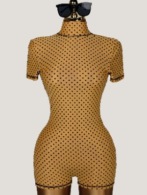 Polka Dots Ruched Backless Gauze Rompers