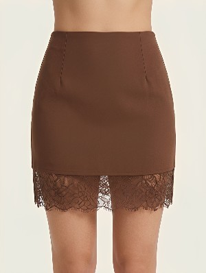 Lace Hem Bodycon Mini Skirts