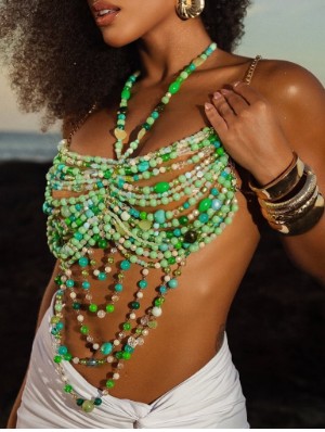 Contrast Beading Fringe Body Chain