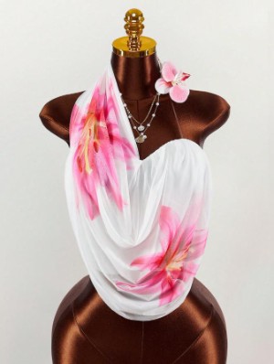 Floral Gauze Halter Backless Cropped Tanks