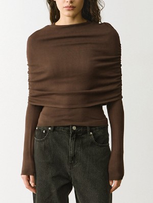 Ruched Foldover Cape Sleeve Bodycon Tops