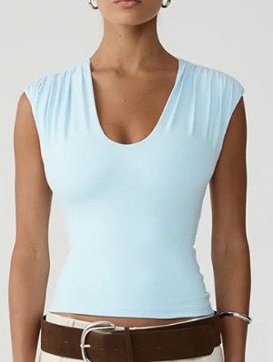Ruched U Neck Bodycon Cropped Tanks