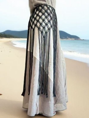 Bohemian Macrame Fringe Waist Sash&zwnj;