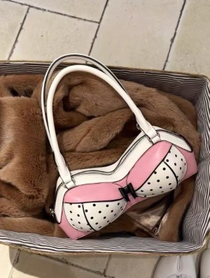 Bow Dots Bra Shaped Hobo Shoulder Bags