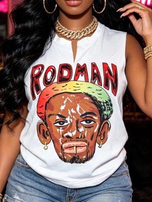 Cartoon Figure Printed Loose Tanks