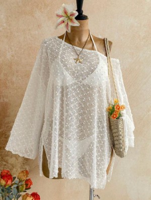 Inclined Shoulder Split Hem Loose Tops
