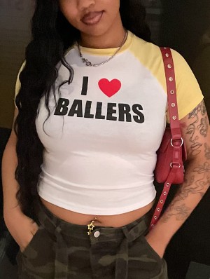 Contrast Letter Printed Baby Tee