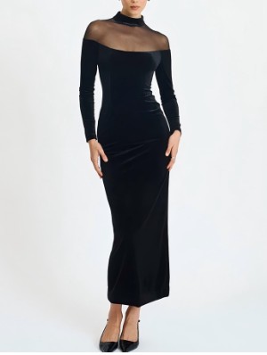 Patch Sheath Long Sleeve Dress