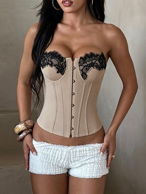 Pure Color Strapless Bodycon Design Tops