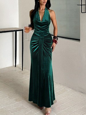 Patchwork V Neck Sleeveless Dress