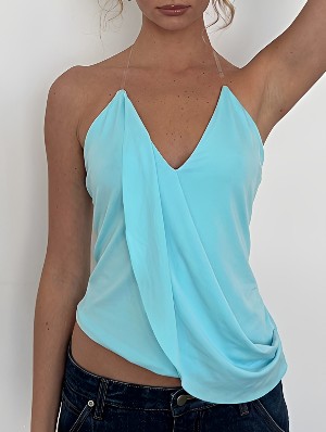 Halter Ruched Casual Tank Top