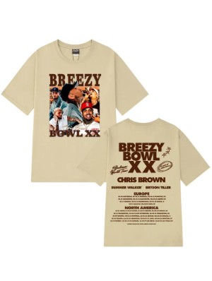 Portrait Letter Printed Casual Loose T-shirts