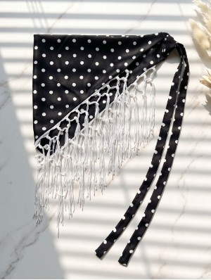 Polka Dots Fringe Triangle Waist Bandana Sash
