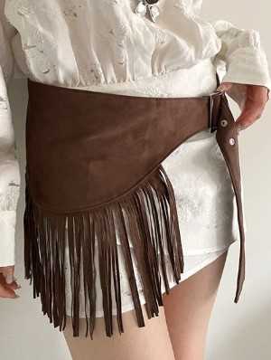 Fringe Belt Buckle Suede Waist Sash