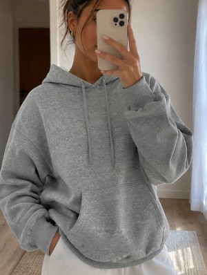 Pullover Rhinestones Loose Casual Hooded 