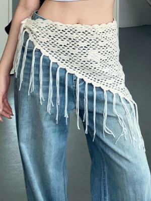 Crochet Fringe Triangle Waist Bandana Sash