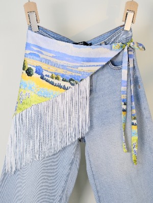 Ethnic Satin Fringe Triangle Hip Scarf