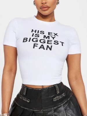 Letter Printed Bodycon Baby Tee