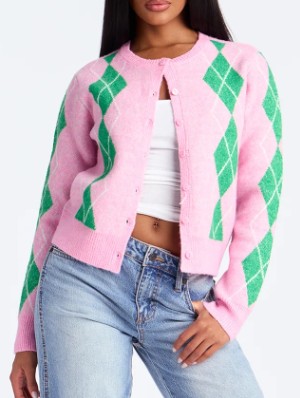 Knitting Rhombic Button Up Cardigan