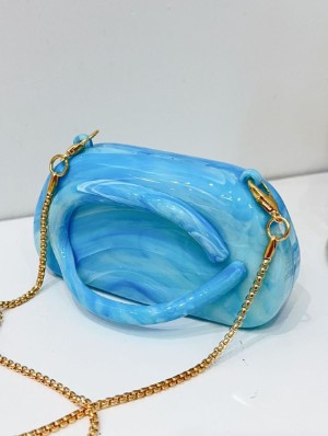 Marble Swirl Acrylic Mini Evening Clutch Bag