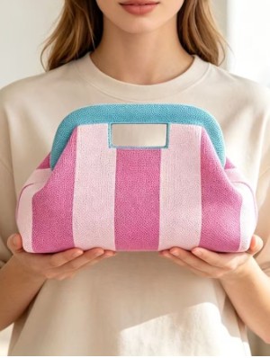 Contrast Striped Cloud Clutch Handbags