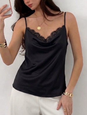 Lace V Neck Spaghetti Straps Tanks