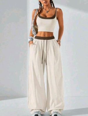 Colorblock Bare Waist Tank Pant Sets