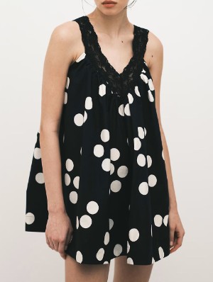 Polka Dots V Neck Sleeveless Mini Dress