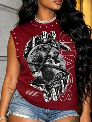 Abstract Printed Streetwear Rivet Tanks