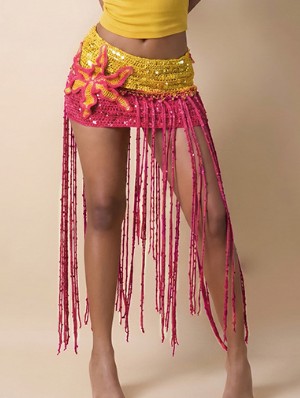 Crochet Flower Sequin Knitted Tassel Skirts