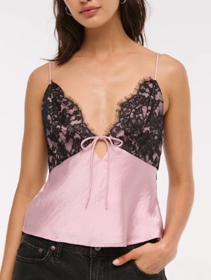 Backless V Neck Lace Detail Tanks 