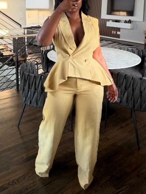 Peplum Blazer Vest Tailored Pant Sets