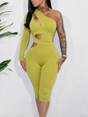 Irregular Hollow-out One Shoulder Rompers