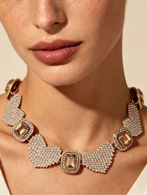 Pattern Rhinestone Electroplating Necklaces