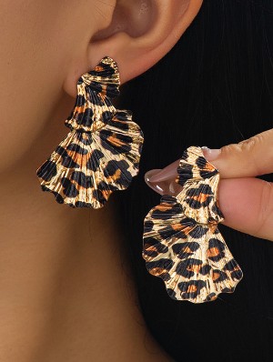 Pleated Metal Leopard Irregular Earrings