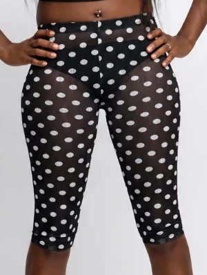 Dots Camo Leopard Gauze Sheer Capri Pants