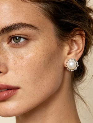 Vintage Rhinestone Pearl Earrings