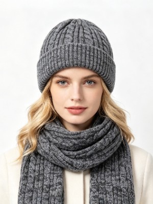 Cozy Cable Knit Beanie & Scarf Winter Set
