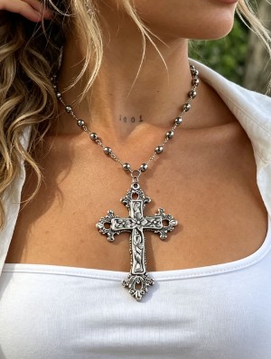 Cross Flower Pendant Necklaces