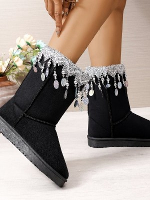 Bohemian Coin & Fringe Winter Snow Boots