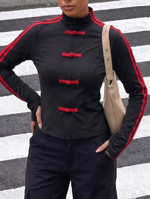 Frog Buttons Mandarin Zipper Coats