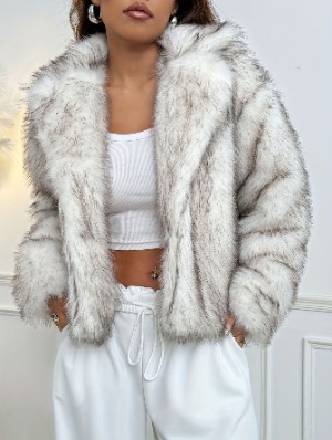 Winter Faux Fur Lapel Cropped Jacket