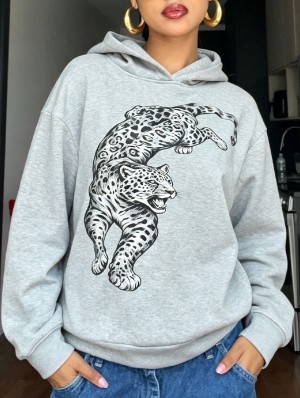 Panther Printed Loose Hooded Sweatshirts