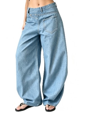 Irregular Wide Leg Denim Barrel Jeans