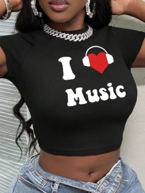 Letter Heart Printed Baby Tee