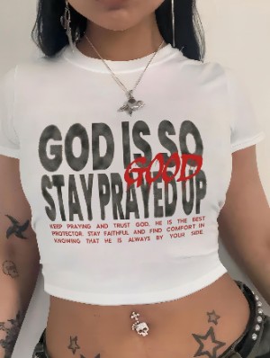 Letter Printed Crewneck Baby Tee