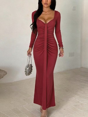 Pullover V Neck Long Sleeve Dress