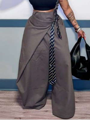 Asymmetrical Wide Leg Suit Up Trouser