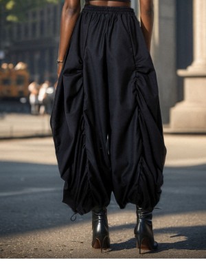Drawstring Ruch Loose Long Harem Pants