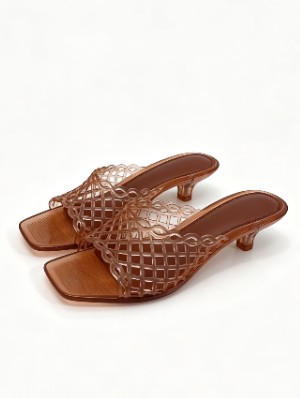 Square Toe Jelly Heel Mules Slippers